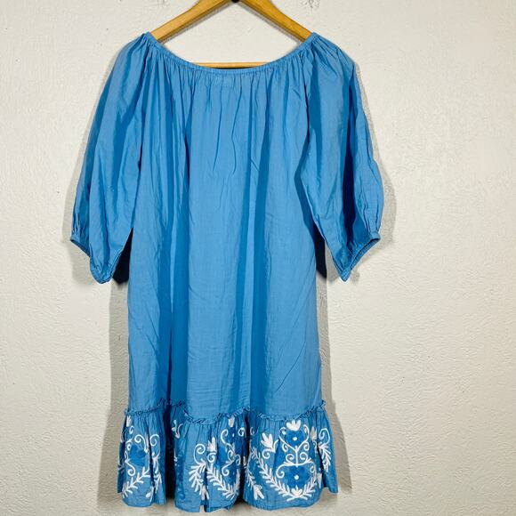 Debbie Katz South Beach Tunic Coverup Dress Blue Casual Resort Vacation - L - Picture 6 of 6